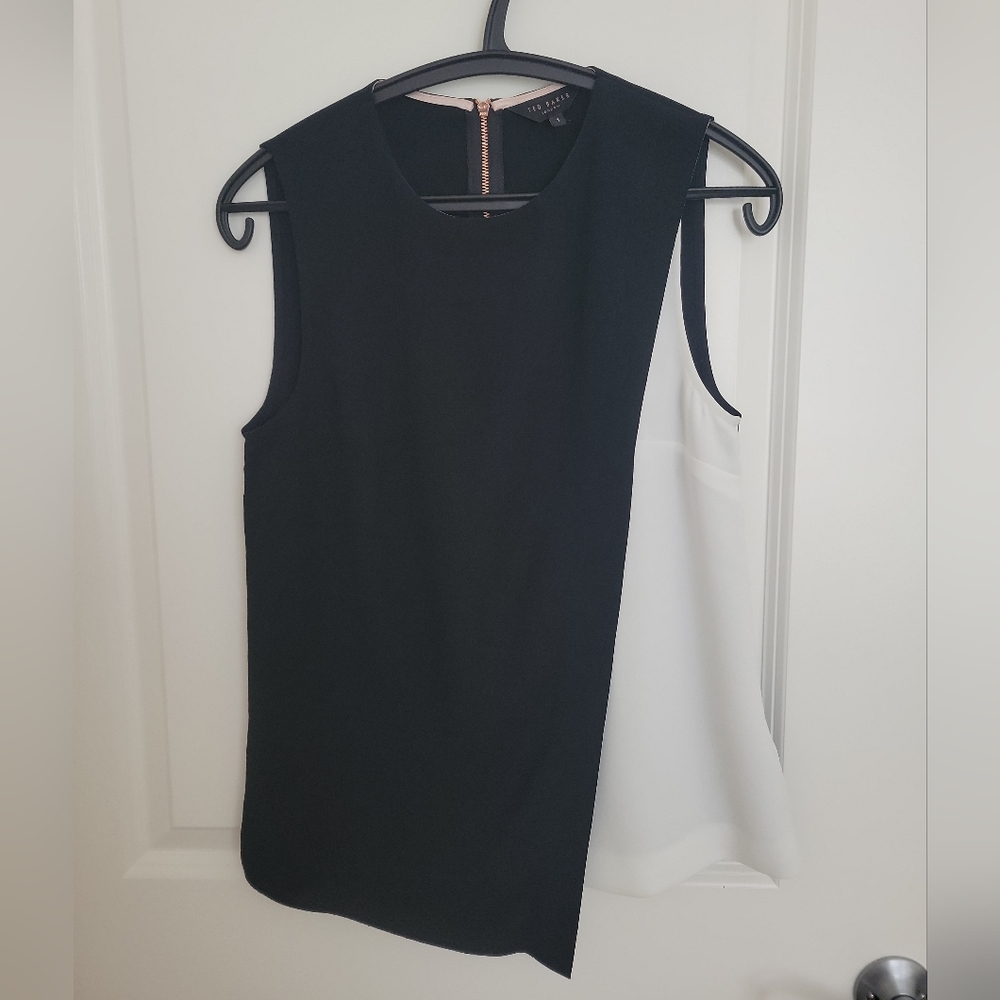 Ted Baker Black and White Sleeveless Blouse